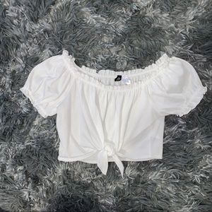 White Crop Top Blouse